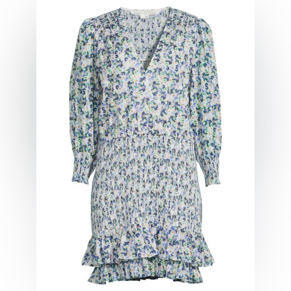 NWT Veronica Beard Darrah Smocked Mini Floral Dress Size 12 - Picture 2 of 14